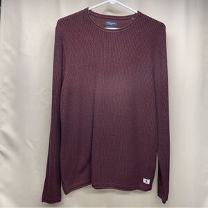 Jack & Jones crew neck jumper in burgundy